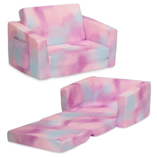 Delta Children Pink Tie Dye Cozee Flip Out 2-in-1 Convertible Chair to Lounger